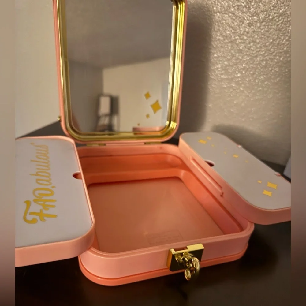 FAO Schwarz Pink Travel Makeup Case | Embossed Cosmetic Organizer